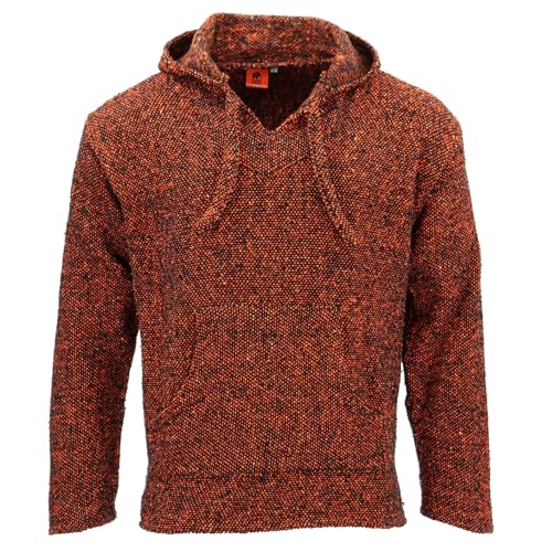 LOUDelephant Recycelter mexikanischer Baja Jerga Hoody True Sizing M-4XL, Orange meliert, L von LOUDelephant