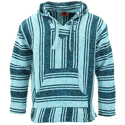 LOUDelephant Recycelter mexikanischer Baja Jerga Hoody True Size M-4XL, leuchtendes Blau, XXX-Large von LOUDelephant