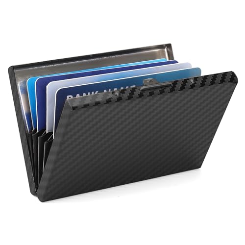 LOUEBICA RFID Edelstahl Kreditkartenetui Slim Metall Visitenkartenetui für Damen Herren, Schwarz von LOUEBICA
