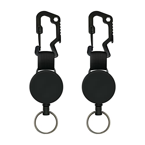 LOUIKAY Schlüsselanhänger Einziehbarer, Schlüsselrolle Jojo, Schlüsselband mit Karabiner, Ausziehbarer Ausweishalter Schlüssel Zipper und Ski Karten Halter für Hose und Gürtel (Bis zu 63 cm) von LOUIKAY