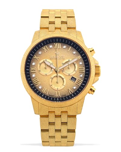 LOUIS XVI Aramis Frosted 1080 - Ø 43 mm - Herren Uhr - Wasserdicht - Uhr mit Saphirglas - Armband Gold - Zifferblatt Gold - Schweizer Quarzwerk von LOUIS XVI