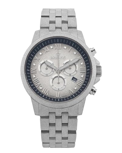 LOUIS XVI Aramis Frosted 1081 - Ø 43 mm - Herren Uhr - Wasserdicht - Uhr mit Saphirglas - Armband Silber - Zifferblatt Silber - Schweizer Quarzwerk von LOUIS XVI