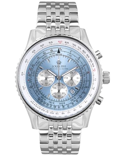 LOUIS XVI Artagnan 3421 - Ø 47.5 mm - Herren Uhr - Chronograph - Wasserdicht - Uhr mit Saphirglas - Armband Silber - Zifferblatt Hellblau LOUIS XVI Artagnan 3421 - Ø 47.5 mm - Herren Uhr - Chronograph - Wasserdicht - Uhr mit Saphirglas - Armband Silber - Zifferblatt Hellblau von LOUIS XVI