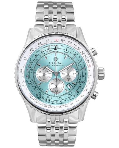 LOUIS XVI Artagnan 3422 - Ø 47.5 mm - Herren Uhr - Chronograph - Wasserdicht - Uhr mit Saphirglas - Armband Silber - Zifferblatt Türkis LOUIS XVI Artagnan 3422 - Ø 47.5 mm - Herren Uhr - Chronograph - Wasserdicht - Uhr mit Saphirglas - Armband Silber - Zifferblatt Türkis von LOUIS XVI