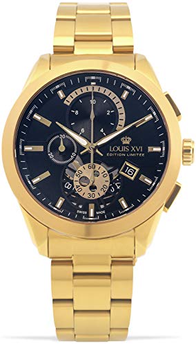 LOUIS XVI Herren-Armbanduhr Libérale Stahlband Gold Schwarz Chronograph Analog Quarz Edelstahl 984 LOUIS XVI Herren-Armbanduhr Libérale Stahlband Gold Schwarz Chronograph Analog Quarz Edelstahl 984 von LOUIS XVI