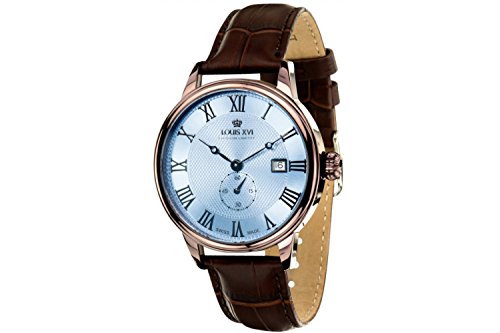 LOUIS XVI Herren-Armbanduhr Louis Charles brun bleu Analog Quarz Leder Braun 488 von LOUIS XVI