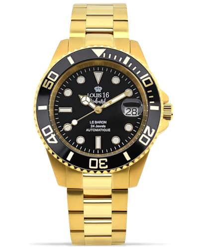 LOUIS XVI Le Baron Automatik 3100 - Ø 41 mm - Herren Uhr - Wasserdicht - Armband Gold - Zifferblatt Schwarz - Automatikuhr LOUIS XVI Le Baron Automatik 3100 - Ø 41 mm - Herren Uhr - Wasserdicht - Armband Gold - Zifferblatt Schwarz - Automatikuhr von LOUIS XVI