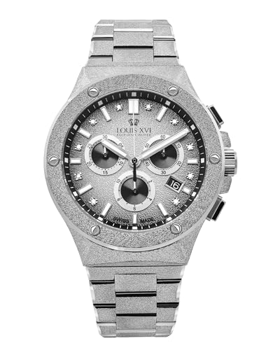 LOUIS XVI Le Monarque Frosted 1212 - Ø 42 mm - Herren Uhr - Wasserdicht - Uhr mit Saphirglas - Armband Silber - Zifferblatt Silber - CH Quarzwerk LOUIS XVI Le Monarque Frosted 1212 - Ø 42 mm - Herren Uhr - Wasserdicht - Uhr mit Saphirglas - Armband Silber - Zifferblatt Silber - CH Quarzwerk von LOUIS XVI