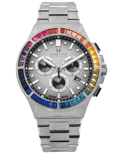 LOUIS XVI Le Monarque Frosted Iced Rainbow 1219 - Ø 42 mm - Herren Uhr - Wasserdicht - Uhr mit Saphirglas - Armband Silber - Zifferblatt Silber - CH Quarzwerk LOUIS XVI Le Monarque Frosted Iced Rainbow 1219 - Ø 42 mm - Herren Uhr - Wasserdicht - Uhr mit Saphirglas - Armband Silber - Zifferblatt Silber - CH Quarzwerk von LOUIS XVI
