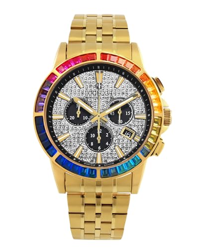 LOUIS XVI Majesté Iced Out 1120 - Ø 43 mm - Herren Uhr - Wasserdicht - Mit Saphirglas - Armband Gold - Zifferblatt CZ-Diamanten - Schweizer Quarzwerk von LOUIS XVI