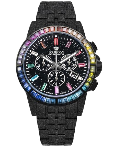 LOUIS XVI Majesté Iced Out 1129 - Ø 43 mm - Herren Uhr - Wasserdicht - Mit Saphirglas - Armband Schwarz - Zifferblatt Schwarz - Schweizer Quarzwerk LOUIS XVI Majesté Iced Out 1129 - Ø 43 mm - Herren Uhr - Wasserdicht - Mit Saphirglas - Armband Schwarz - Zifferblatt Schwarz - Schweizer Quarzwerk von LOUIS XVI