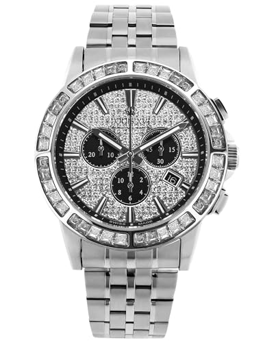 LOUIS XVI Majesté Iced Out 1131 - Ø43 mm - Herren Uhr - Wasserdicht - Mit Saphirglas - Armband Silber - Zifferblatt CZ-Diamanten Weiss - Schweizer Quarzwerk von LOUIS XVI