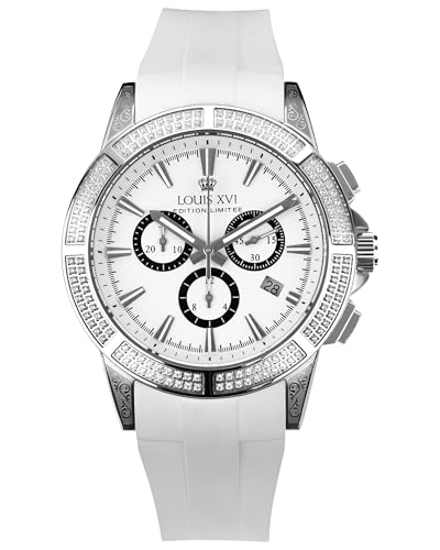 LOUIS XVI Majesté Iced Out 1137 - Ø 43 mm - Herren Uhr Silber - Wasserdicht - Mit Saphirglas - Armband Weiss - Zifferblatt Weiss - Schweizer Quarzwerk LOUIS XVI Majesté Iced Out 1137 - Ø 43 mm - Herren Uhr Silber - Wasserdicht - Mit Saphirglas - Armband Weiss - Zifferblatt Weiss - Schweizer Quarzwerk von LOUIS XVI