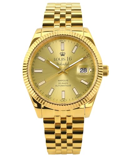 LOUIS XVI Marquis Automatik 3000 - Ø 41.5 mm - Herren Uhr - Wasserdicht - Armband Gold - Zifferblatt Gold - Automatikuhr LOUIS XVI Marquis Automatik 3000 - Ø 41.5 mm - Herren Uhr - Wasserdicht - Armband Gold - Zifferblatt Gold - Automatikuhr von LOUIS XVI