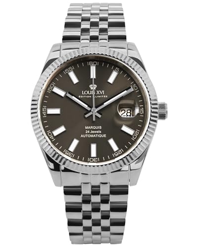 LOUIS XVI Marquis Automatik 3020 - Ø 41.5 mm - Herren Uhr - Wasserdicht - Armband Silber - Zifferblatt Grau - Automatikuhr von LOUIS XVI