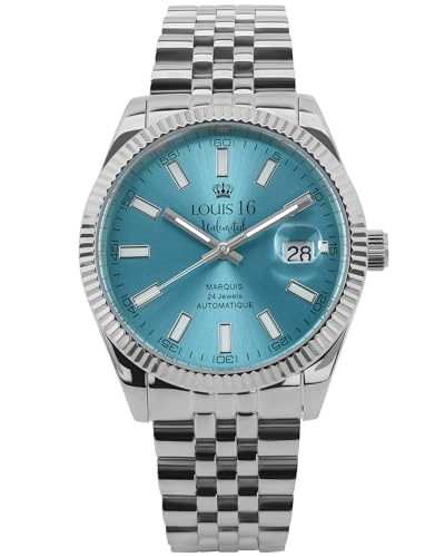 LOUIS XVI Marquis Automatik 3021 - Ø 41.5 mm - Herren Uhr - Wasserdicht - Armband Silber - Zifferblatt Blau - Automatikuhr von LOUIS XVI