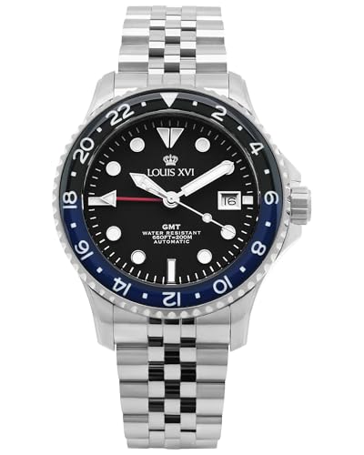 LOUIS XVI Mirabeau GMT 1433 - Ø 41 mm - Herren Uhr - Wasserdicht - Uhr mit Saphirglas - Armband Silber - Zifferblatt Schwarz - Automatikuhr LOUIS XVI Mirabeau GMT 1433 - Ø 41 mm - Herren Uhr - Wasserdicht - Uhr mit Saphirglas - Armband Silber - Zifferblatt Schwarz - Automatikuhr von LOUIS XVI