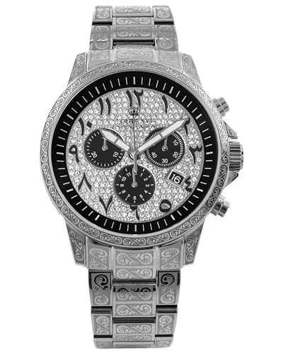 LOUIS XVI Palais Royale 1097 - Ø 43 mm - Herren Uhr - Wasserdicht - Mit Saphirglas - Armband Silber - Zifferblatt CZ-Diamanten - Schweizer Quarzwerk von LOUIS XVI