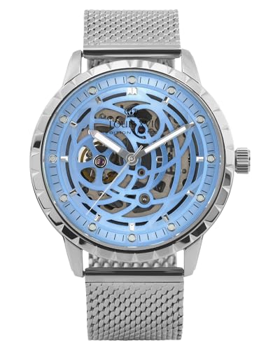 LOUIS XVI Paris 2.0 Automatik 2020 - Ø 45 mm - Herren Uhr - Wasserdicht - Skelettuhr - Armband Silber - Zifferblatt Blau – Automatikuhr von LOUIS XVI