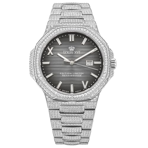LOUIS XVI Renaissance 1622 - Ø 40 mm - Herren Uhr - Wasserdicht - Saphirglas - Armband Silber - Iced Out CZ-Diamanten - Zifferblatt Grau - CH Quarzwerk LOUIS XVI Renaissance 1622 - Ø 40 mm - Herren Uhr - Wasserdicht - Saphirglas - Armband Silber - Iced Out CZ-Diamanten - Zifferblatt Grau - CH Quarzwerk von LOUIS XVI