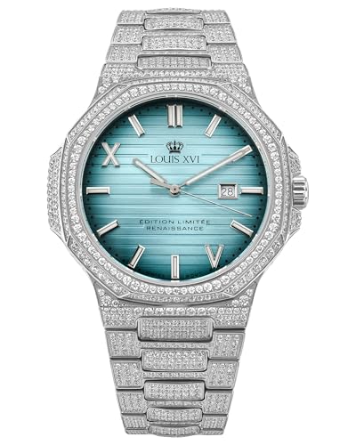 LOUIS XVI Renaissance 1623 - Ø 40 mm - Herren Uhr - Wasserdicht - Saphirglas - Armband Silber - Iced Out CZ-Diamanten - Zifferblatt Blau - CH Quarzwerk LOUIS XVI Renaissance 1623 - Ø 40 mm - Herren Uhr - Wasserdicht - Saphirglas - Armband Silber - Iced Out CZ-Diamanten - Zifferblatt Blau - CH Quarzwerk von LOUIS XVI