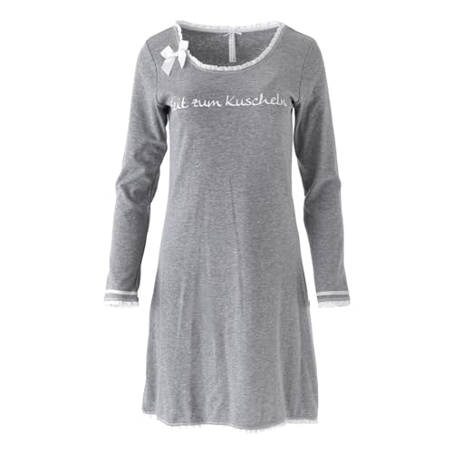 LOUIS & LOUISA Damen Schlafshirt Nachthemd 'Zeit zum Kuscheln', Farbe:Grau, Artikel:-240 grau Melange, Größe:M von LOUIS & LOUISA