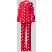 LOUIS & LOUISA Pyjama mit Reverskragen Modell 'Mit viel Liebe' in Rot, Größe L von LOUIS & LOUISA
