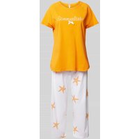 LOUIS & LOUISA Pyjama mit Statement-Stitching Modell 'Sommerliebe' in Orange, Größe XXL von LOUIS & LOUISA