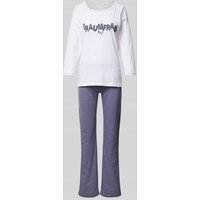 LOUIS & LOUISA Pyjama mit Statement-Stitching Modell 'Traumfrau' in Weiss, Größe XL von LOUIS & LOUISA