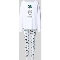 LOUIS & LOUISA Regular Fit Pyjama mit Zierschleife Modell 'Kuschelig' in Gruen, Größe XXL von LOUIS & LOUISA
