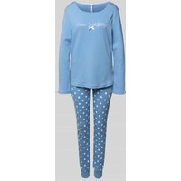 LOUIS & LOUISA Regular Fit Pyjama mit Zierschleife Modell 'Meine Wohlfühlzeit' in Blau, Größe XXL von LOUIS & LOUISA