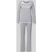LOUIS & LOUISA Regular Fit Pyjama mit Zierschleife Modell 'Zeit zum Kuscheln' in Hellgrau, Größe M von LOUIS & LOUISA