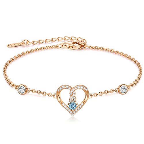 Armband Damen 925, Sterling Silber Verstellbares Rosegold Infinity Kette Herz armkette Verstellbar Valentinstag Muttertag Jahrestag Geburtstags schmuck Geschenk Für Frauen Freundin Ehefrau von LOUISA SECRET