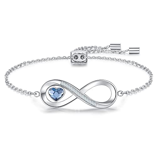 Herz Infinity Armband Damen Blau, Verstellbare Verschluss Unendlichkeit Armbänder Edelstahl, Schmuck für Sie Freundin Frauen Valentinstag Geburtstagsgeschenke Muttertags Jubiläum Weihnachten von LOUISA SECRET