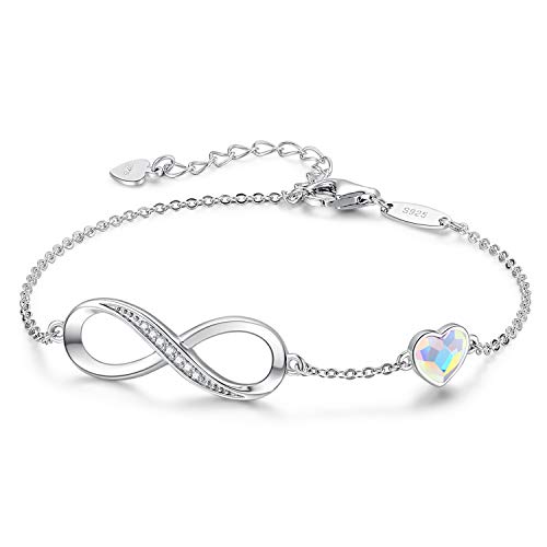 Infinity Armband Damen 925 Sterling Silber Rosegold or Edelstahl, Unendlichkeit Herz Armbänder Kristallen Armkette Valentinstag Muttertag Geburtstags Weihnachten Geschenk für Sie Frauen Freundin mama von LOUISA SECRET