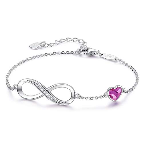 Infinity Armband Damen 925 Sterling Silber Rosegold, Unendlichkeit Herz Armbänder Kristallen Verstellbar Armkette Valentinstag Muttertag Geburtstags Weihnachten Geschenk für Sie Frauen Freundin mama von LOUISA SECRET