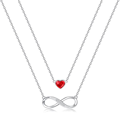 Infinity Kette Damen 925 Sterling Silber, Herz Anhänger Layered Halskette Kristall Unendlichkeit Ketten, Geburtstag Valentinstag Weihnachten Muttertag Schmuck Geschenke für Frauen Freundin Frau Mama von LOUISA SECRET