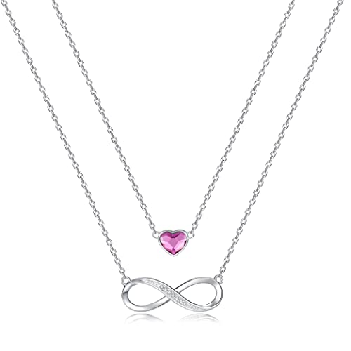 Kette Damen Infinity Herz Halskette 925 Sterling Silber, Kristall Ketten Anhänger mit Zirkonia, Geburtstag Valentinstag Weihnachten Muttertag Schmuck Geschenke für Frauen Freundin Frau Mama Sie von LOUISA SECRET