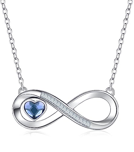 Kette Damen Infinity Herz Halskette 925 Sterling Silber, Kristall Ketten Anhänger mit Zirkonia, Geburtstag Valentinstag Weihnachten Muttertag Schmuck Geschenke für Frauen Freundin Frau Mama Sie von LOUISA SECRET