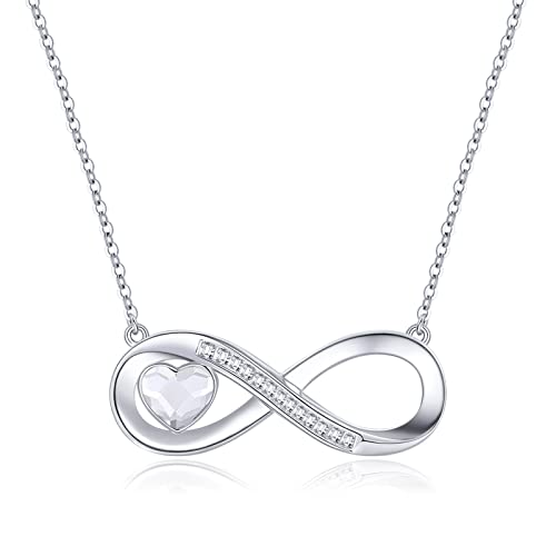 Kette Damen Infinity Herz Halskette 925 Sterling Silber, Kristall Ketten Anhänger mit Zirkonia, Geburtstag Valentinstag Weihnachten Muttertag Schmuck Geschenke für Frauen Freundin Frau Mama Sie von LOUISA SECRET