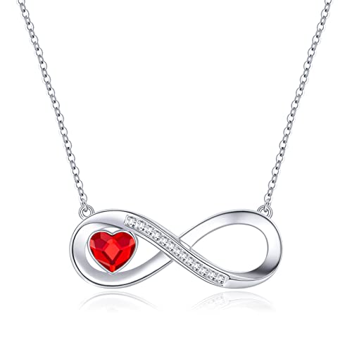 Kette Damen Infinity Herz Halskette 925 Sterling Silber, Kristall Ketten Anhänger mit Zirkonia, Geburtstag Valentinstag Weihnachten Muttertag Schmuck Geschenke für Frauen Freundin Frau Mama Sie von LOUISA SECRET