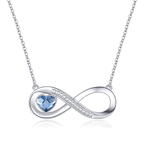 Kette Damen Infinity Herz Halskette 925 Sterling Silber, Kristall Ketten Anhänger mit Zirkonia, Geburtstag Valentinstag Weihnachten Muttertag Schmuck Geschenke für Frauen Freundin Frau Mama Sie von LOUISA SECRET