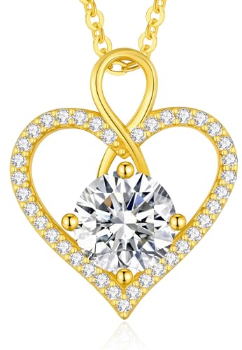 LOUISA SECRET Frauen Halskette Infinity Herz Eternal Mini Herz Moissanite Runde Halskette 925 Sterling Silber Kette Damen Brithday Geschenk Valentinstag Schmuck Weihnachtstag von LOUISA SECRET