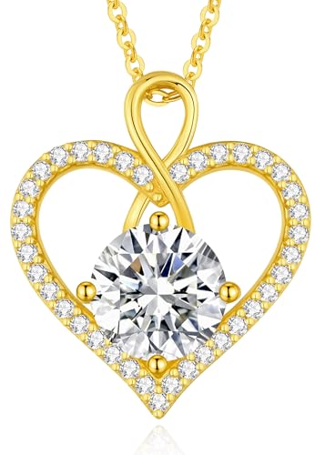LOUISA SECRET Frauen Halskette Infinity Herz Eternal Mini Herz Moissanite Runde Halskette 925 Sterling Silber Kette Damen Brithday Geschenk Valentinstag Schmuck Weihnachtstag von LOUISA SECRET