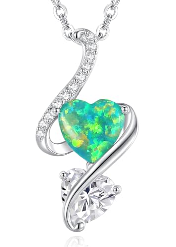 LOUISA SECRET Frauen Opal Halskette Infinity Double-Heart Halskette 925 Sterling Silber Kette Damen Brithday Schmuck Geschenk Valentinstag Weihnachtstag von LOUISA SECRET