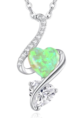 LOUISA SECRET Frauen Opal Halskette Infinity Double-Heart Halskette 925 Sterling Silber Kette Damen Brithday Schmuck Geschenk Valentinstag Weihnachtstag von LOUISA SECRET