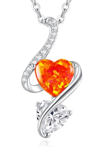 LOUISA SECRET Frauen Opal Halskette Infinity Double-Heart Halskette 925 Sterling Silber Kette Damen Brithday Schmuck Geschenk Valentinstag Weihnachtstag von LOUISA SECRET