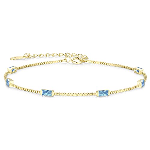 LOUISA SECRET Gold Armband Damen 925 Sterling Silber 14k Vergoldet Zirkonia Armbänder Damen Verstellbar Armkette Valentinstag Muttertag Geburtstags Weihnachten Geschenk für Sie Frauen Freundin mama von LOUISA SECRET