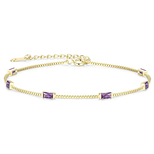 LOUISA SECRET Gold Armband Damen 925 Sterling Silber 14k Vergoldet Zirkonia Armbänder Damen Verstellbar Armkette Valentinstag Muttertag Geburtstags Weihnachten Geschenk für Sie Frauen Freundin mama von LOUISA SECRET