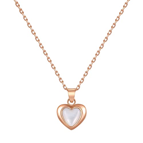 LOUISA SECRET MUTTERTAGSGESCHENK Kette Damen Rosegold Geschichtet Anhänger mit Cubic Zirkonia Mutter-of-Pearl Herz Halsketten Damen Schmuck Geburtstags Geschenk für Sie Valentinstag von LOUISA SECRET